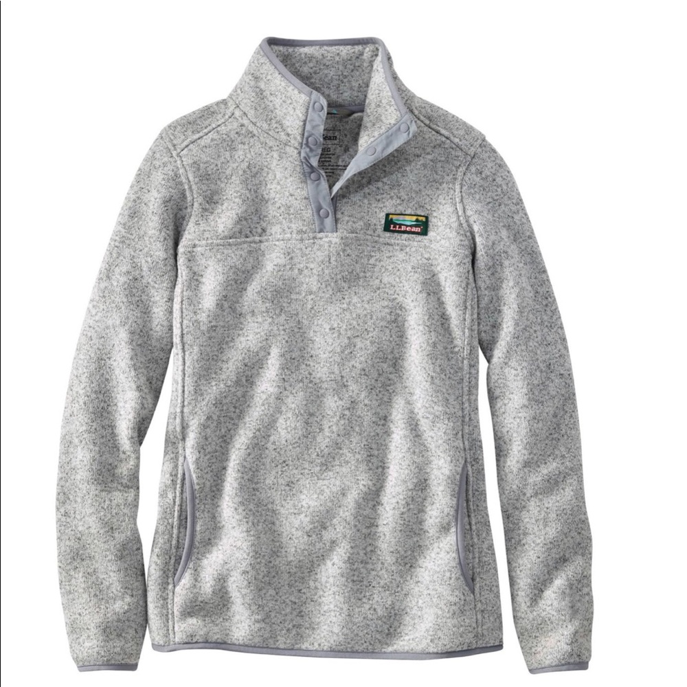 LL Bean Gray Heather Sweater Fleece Jacket Size S